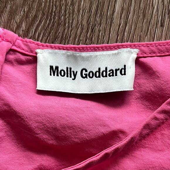 MOLLY GODDARD Tiffany Shirred Puff Sleeve Mini Dress Pink Size 4 - Picture 3 of 7